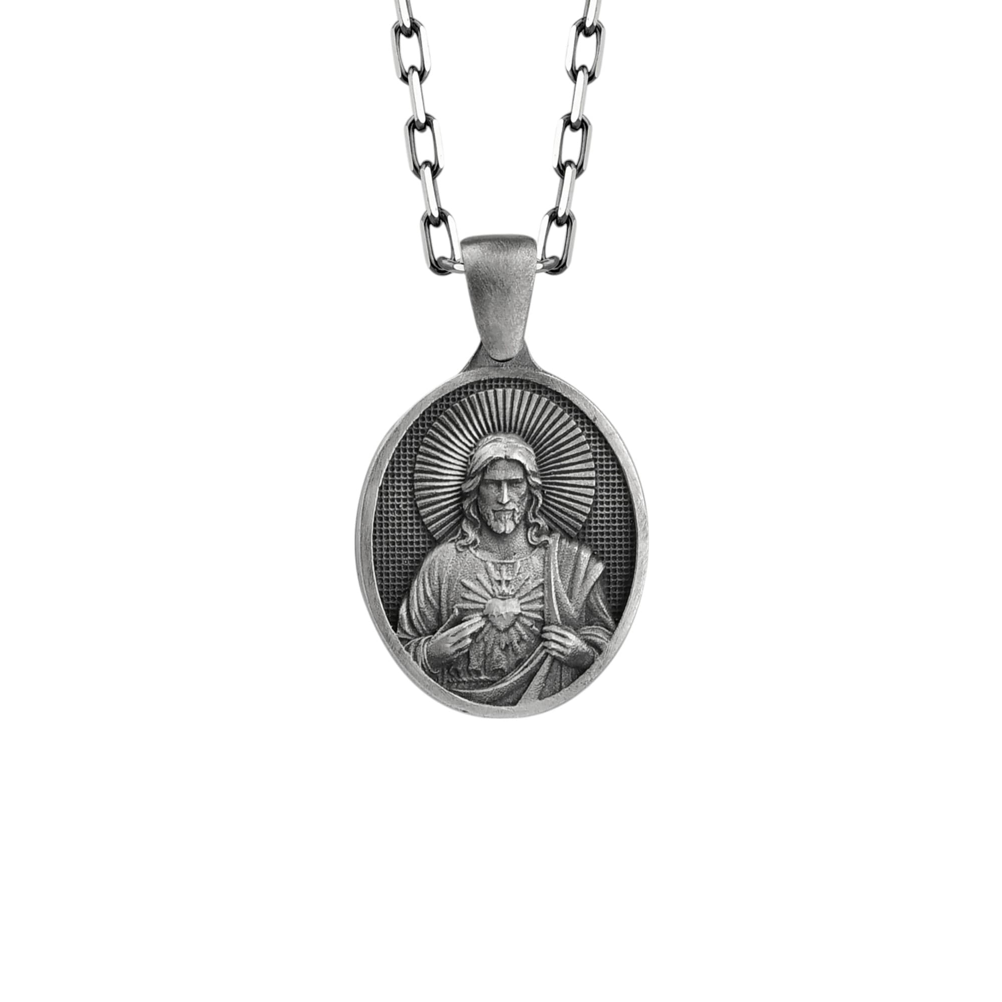 The Rollerstone Jesus Sacred Heart Necklace Silver with Chain for Women jewellery