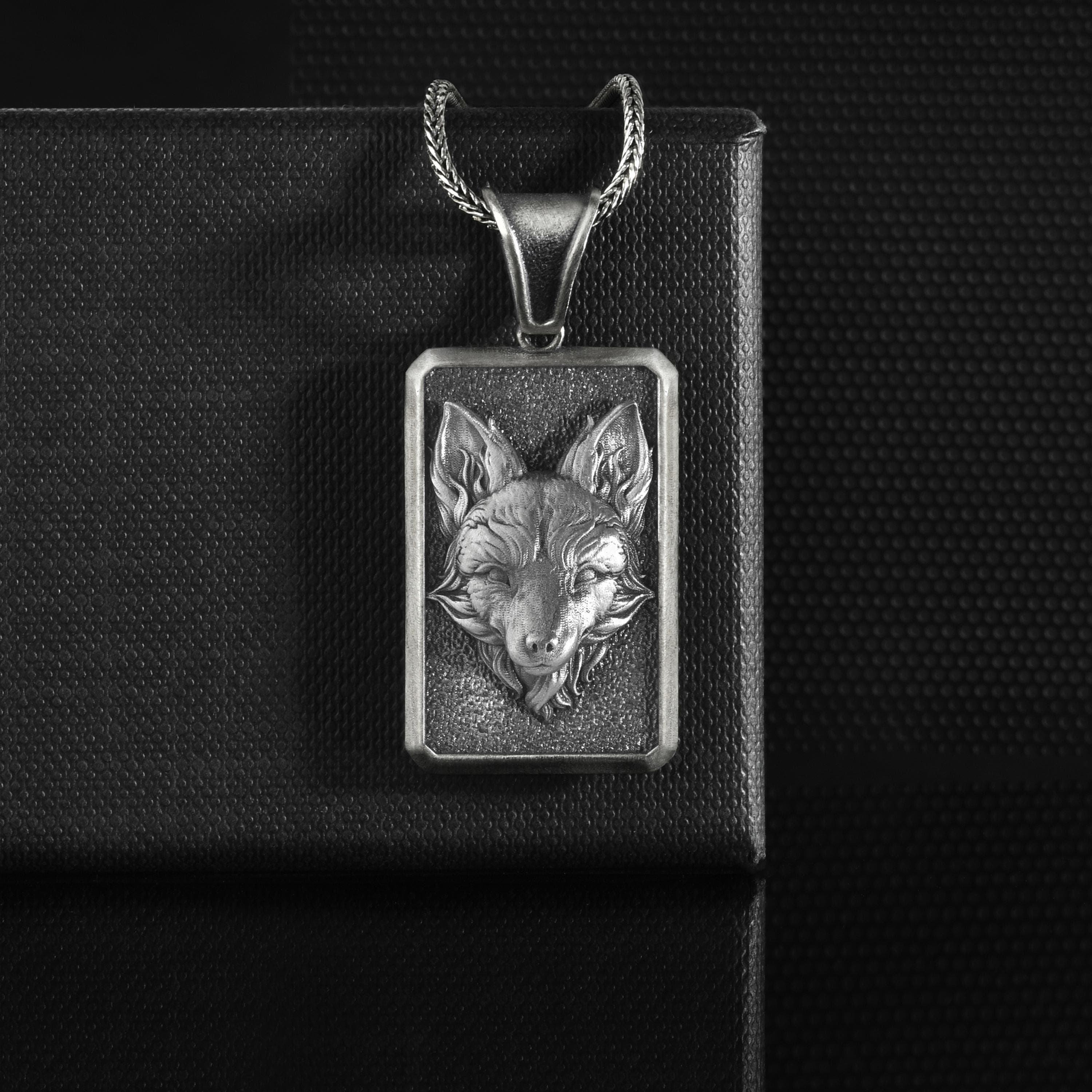 The Rollerstone Fox Head Necklace for Men in Sterling Silver for Men, Personalized Men Fox Head Pendant, Engraved Personalized Animal Lover Birthday Gifts jewellery