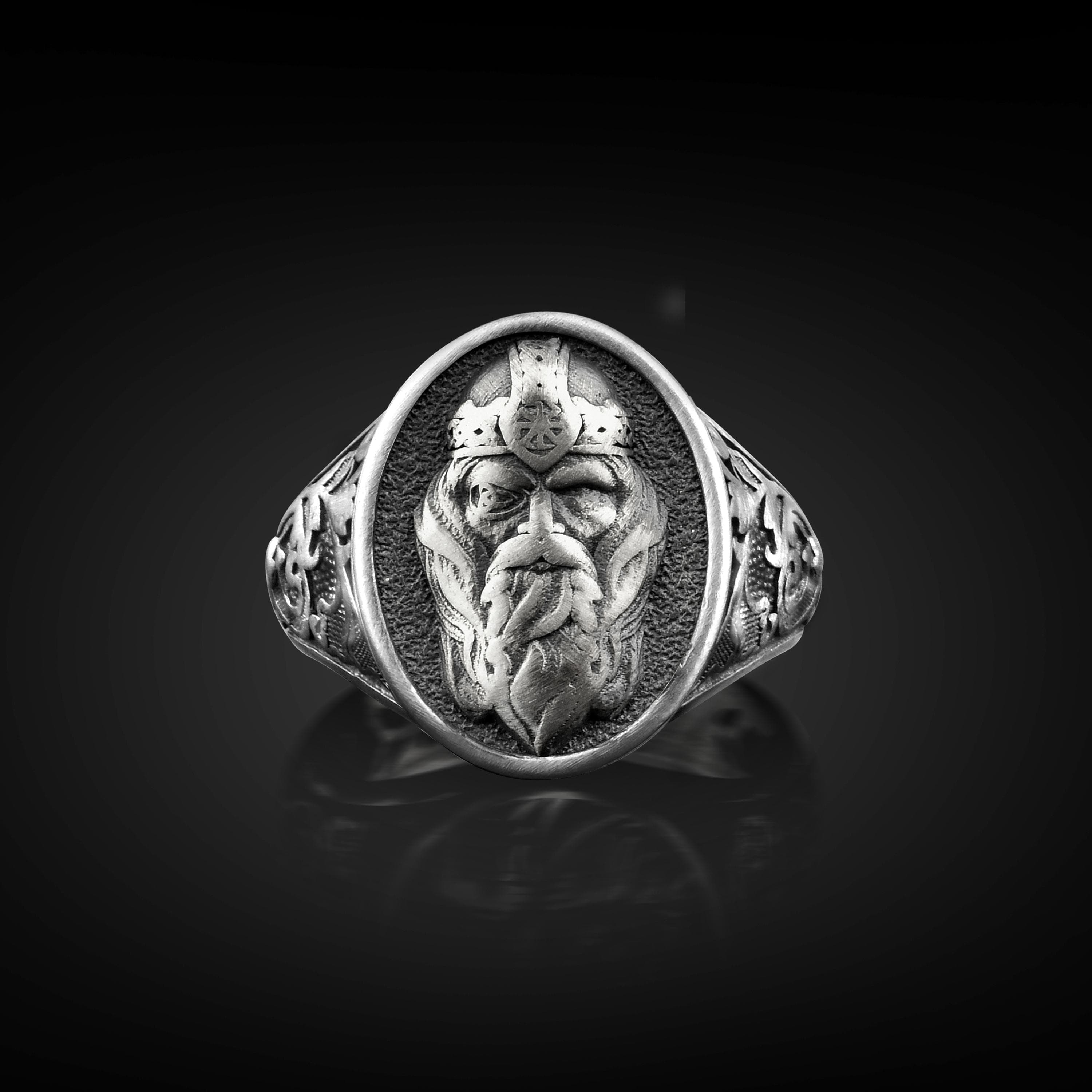 The Rollerstone Norse God Odin Men Signet Men Silver Ring, Viking Mythology Goddess Rings for Boyfriend, Scandinavian Men Jewelry, Fantasy Gift for Husband jewellery