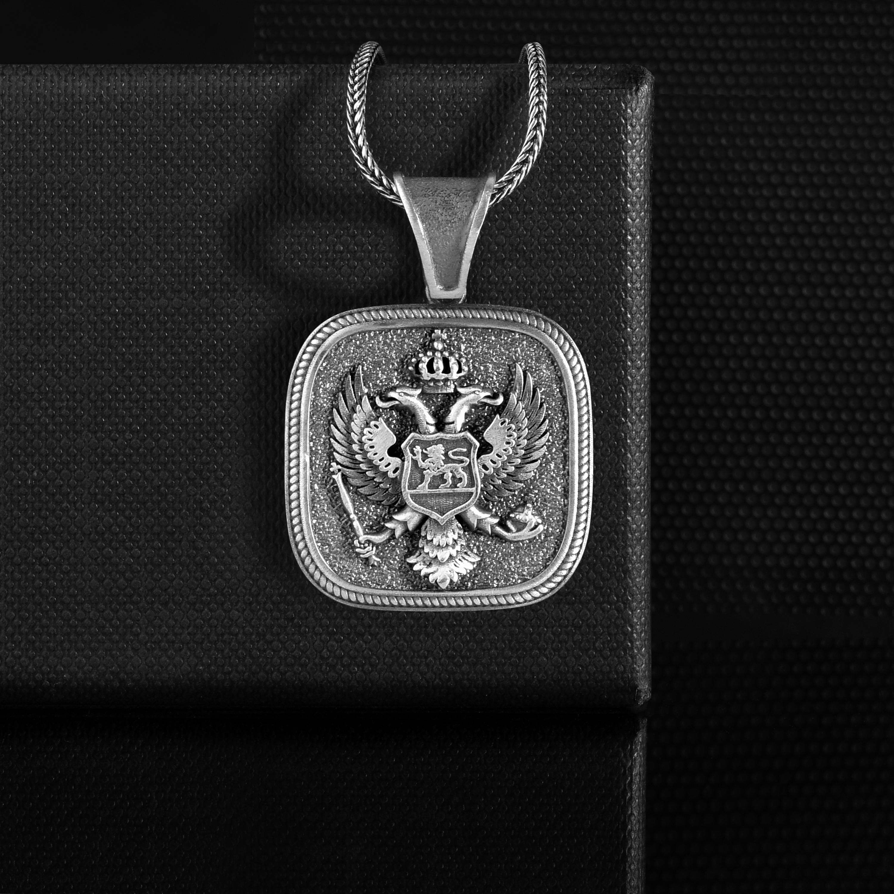 Two Headed Eagle Emblem Necklace in 925 Sterling Silver for Men, Personalized Handmade Minimalist Pendants, Unique Birthday Gift Necklace