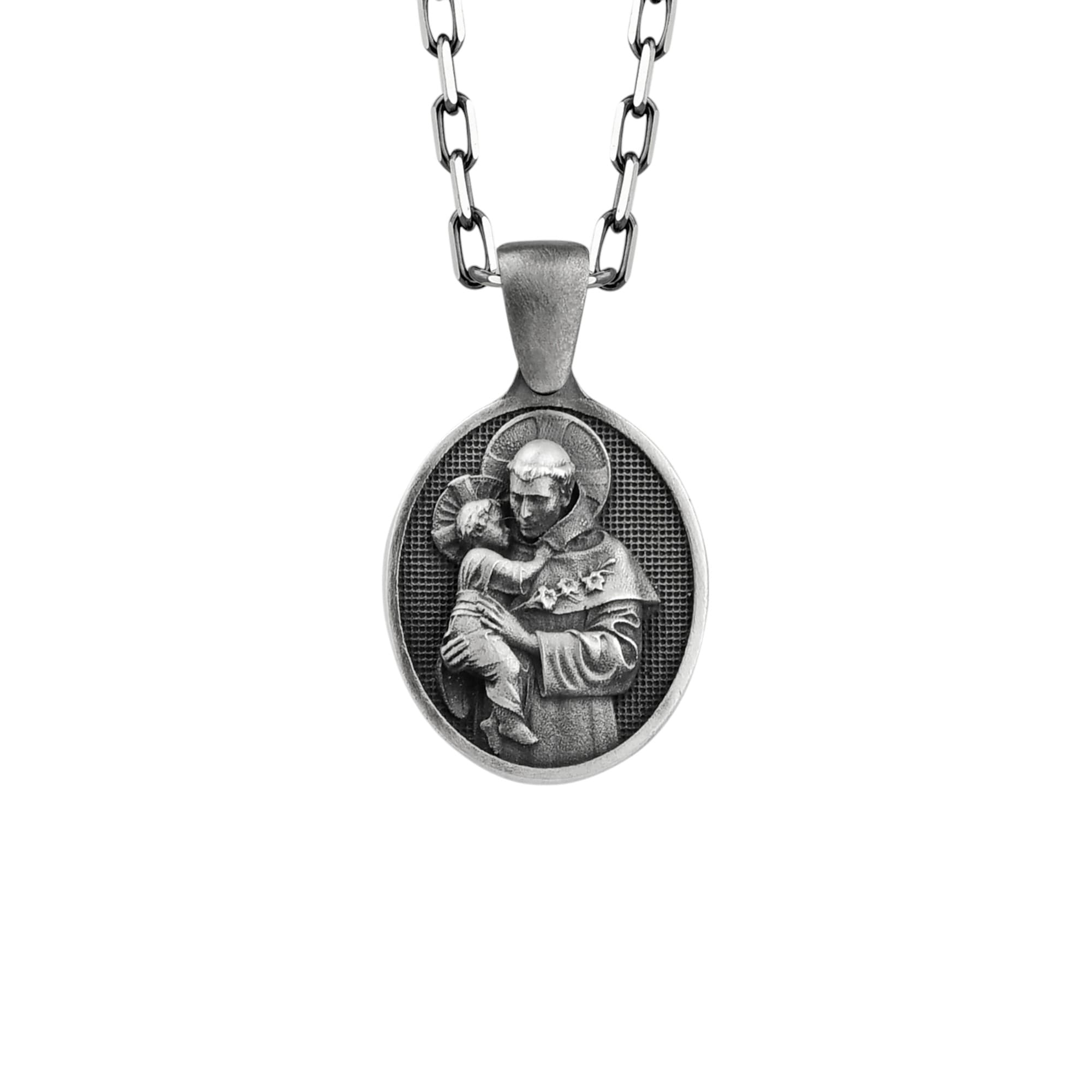 The Rollerstone Saint Anthony Necklace 925k Sterling Silver with Chain for Women Oxidized jewellery