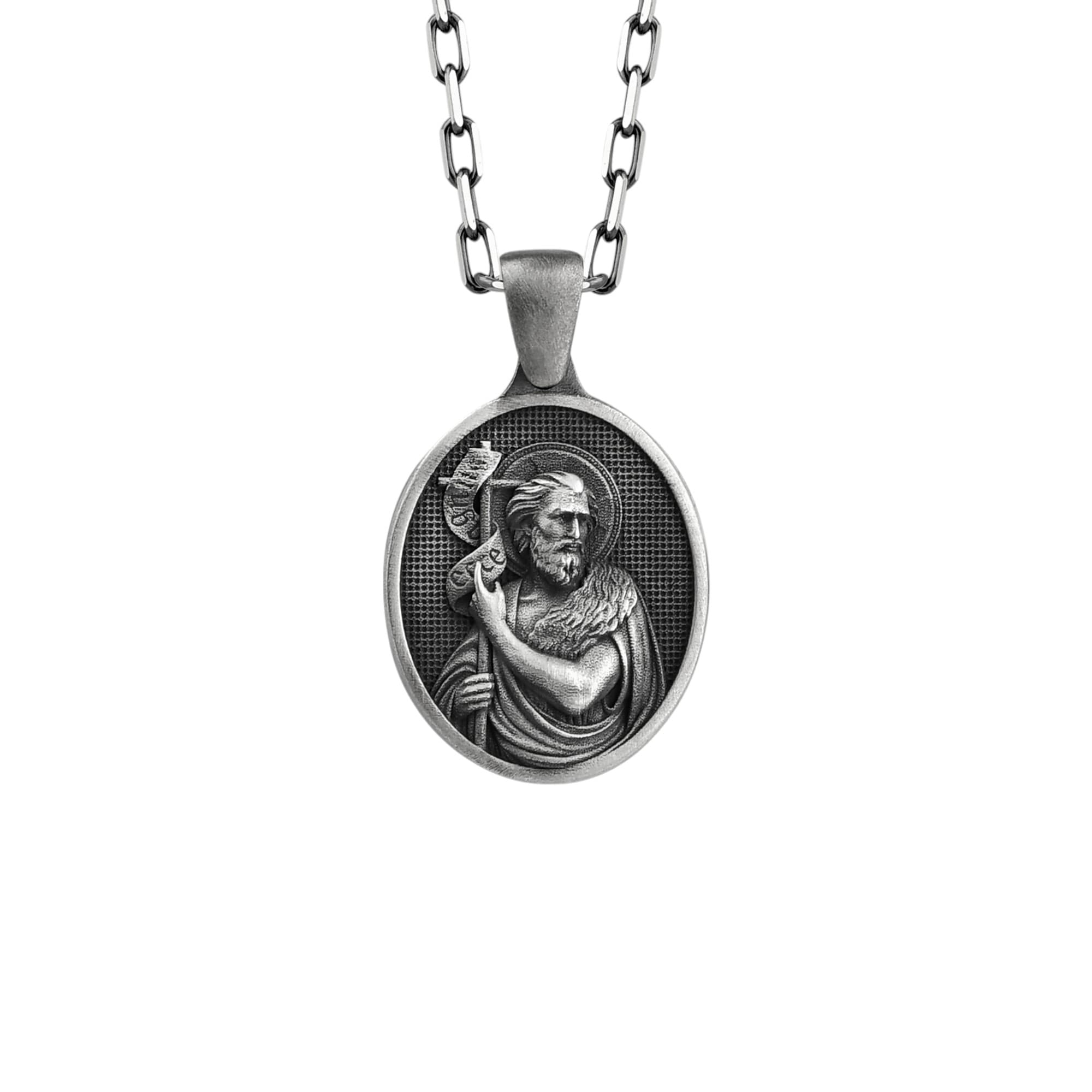 The Rollerstone Saint John the Baptist Necklace 925k Silver with Chain for Women Oxidized jewellery