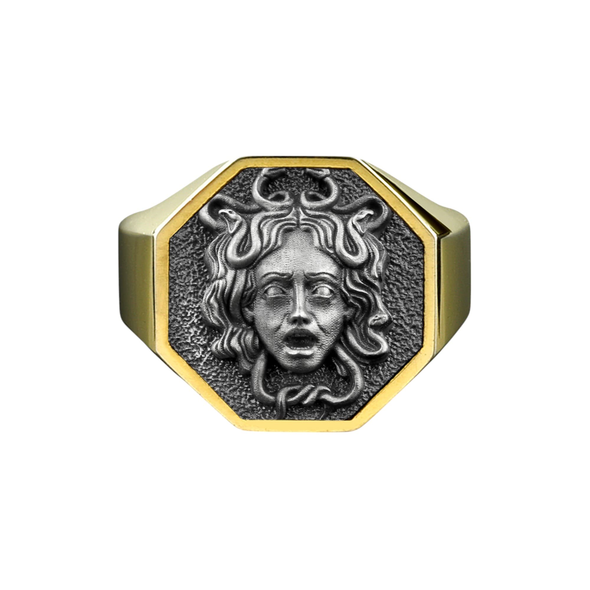 The Rollerstone Medusa Silver Ring, Greek Goddess Mythology Men Jewelry Gift jewellery