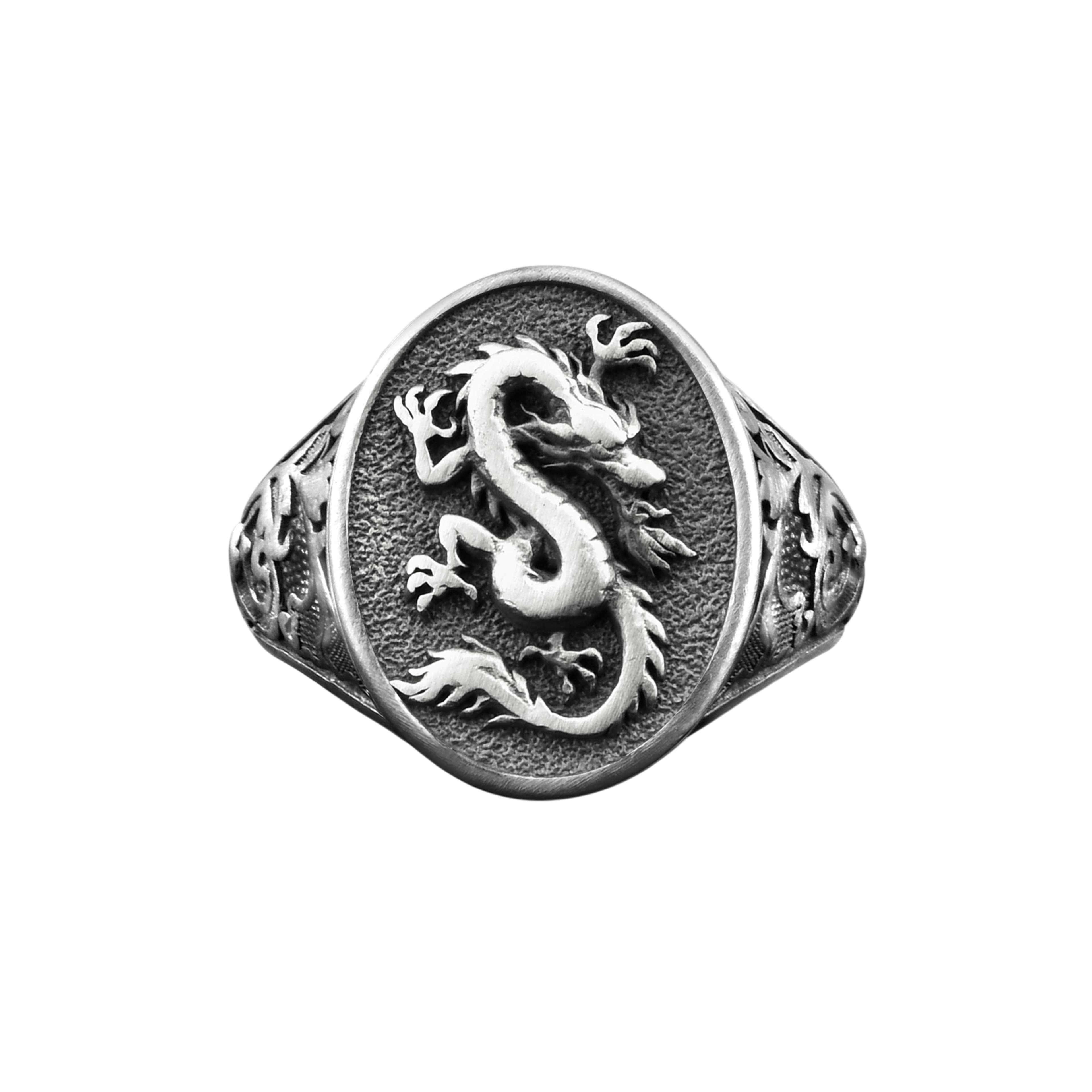 The Rollerstone Chinese Dragon Signet Ring Sterling Silver Zodiac Men Good Luck Gift jewellery