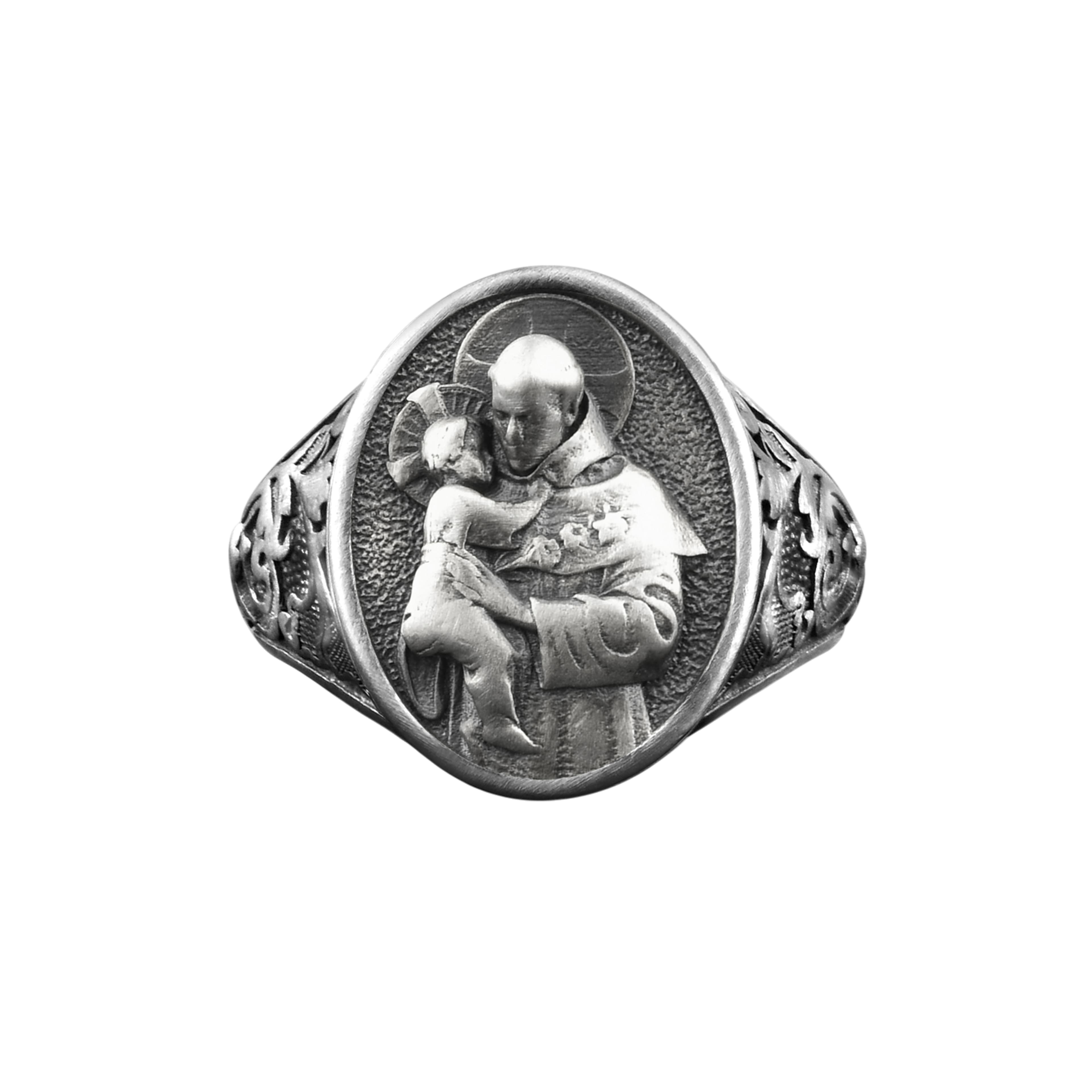 The Rollerstone Saint Anthony of Padua Silver Men Signet Ring, Catholic Religious Family Jewelry jewellery