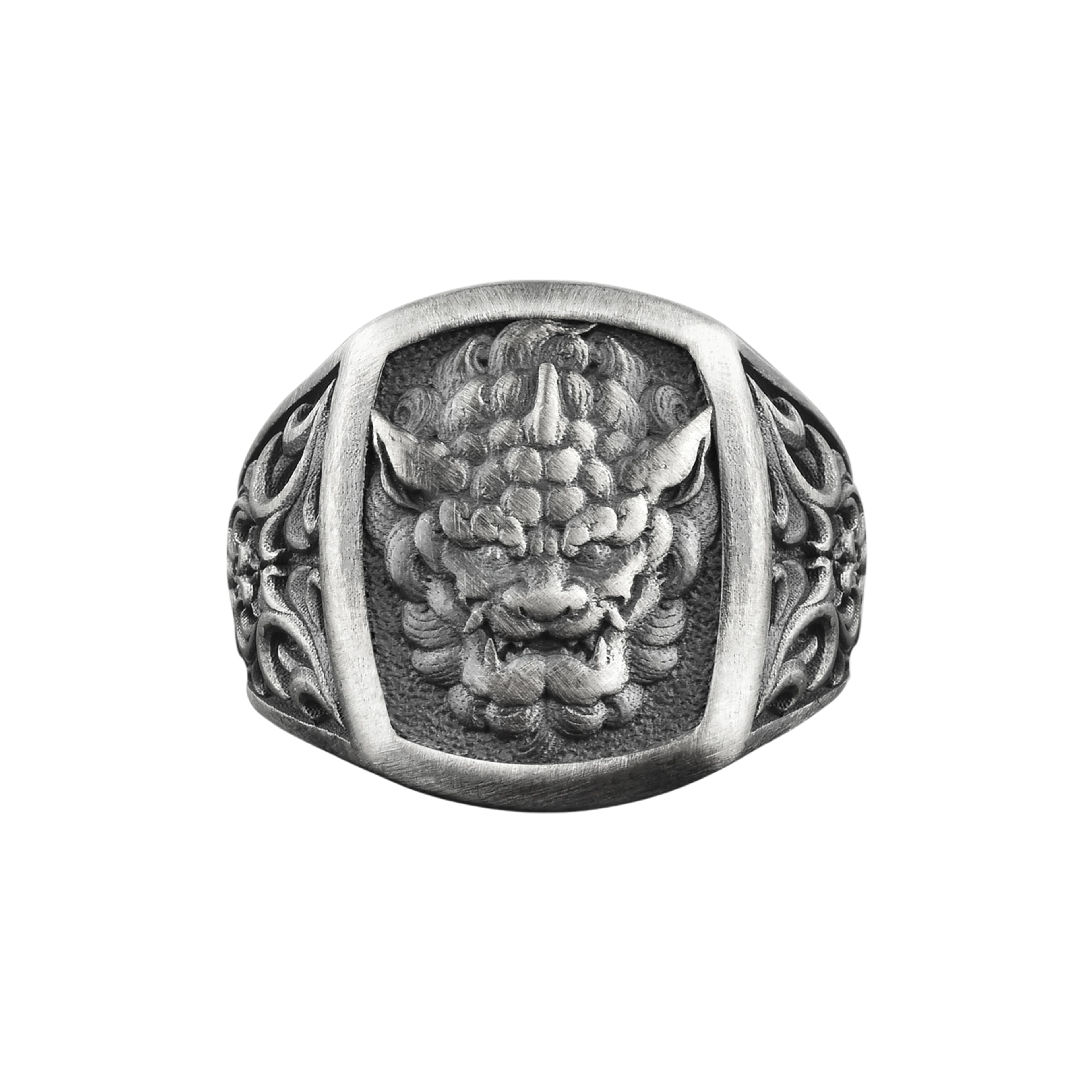 The Rollerstone Chinese Foo Dog Sterling Silver Ring for Men, Guardian Lion jewellery