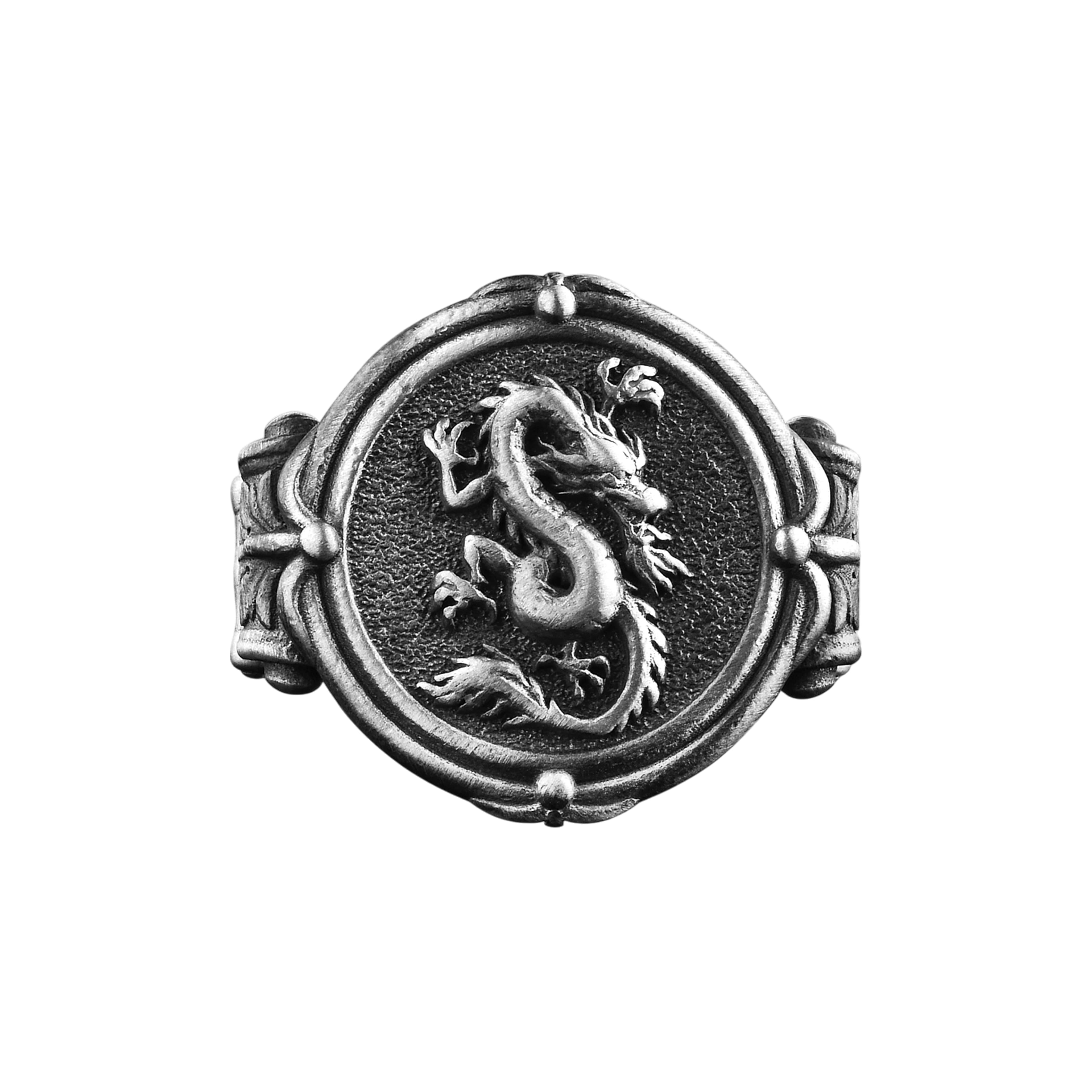 The Rollerstone Dragon Sterling Silver Signet Ring for Men, Mythology Gift jewellery