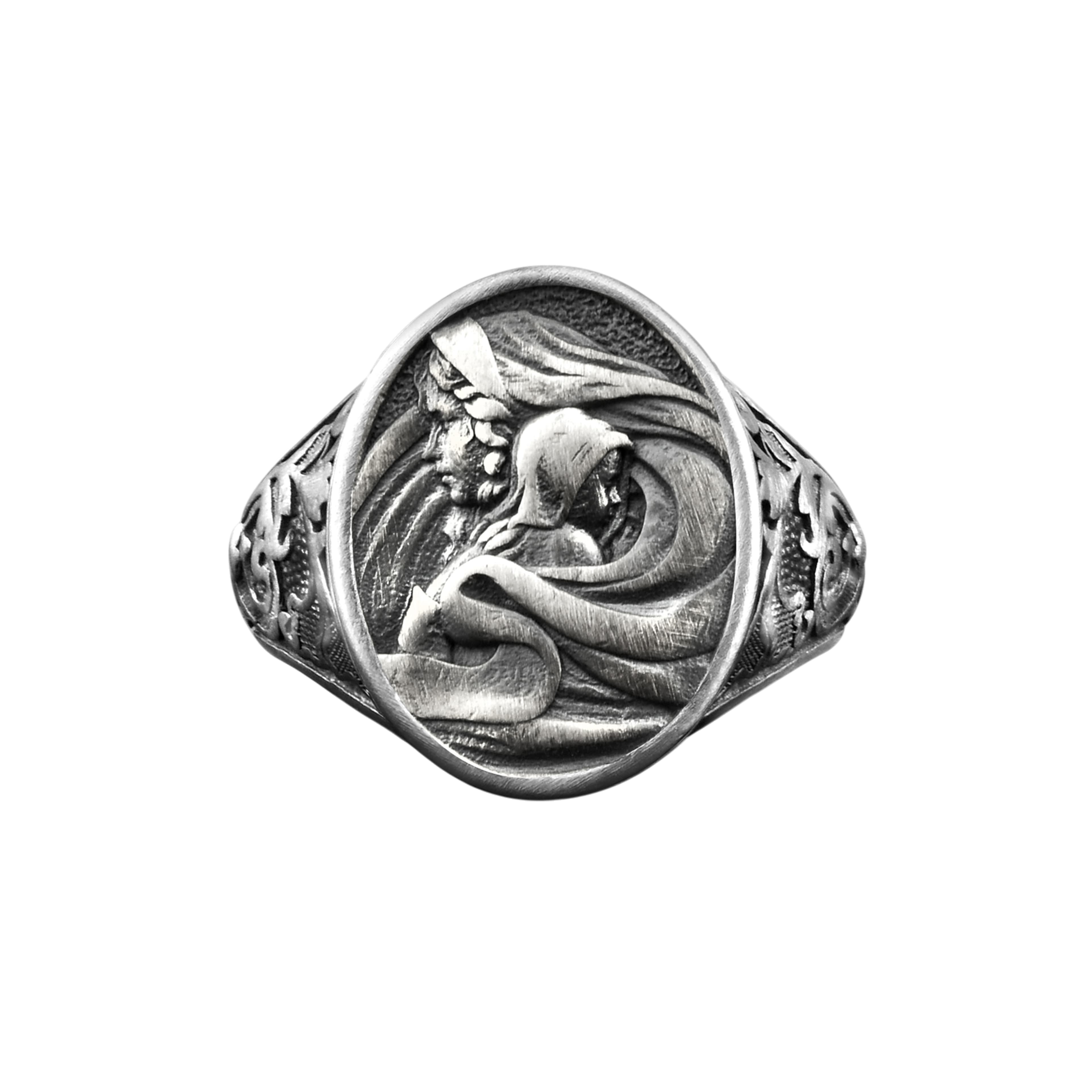 The Rollerstone Virgin Mary & Baby Jesus Silver Men Signet Ring, Christian Family Gift Jewelry jewellery