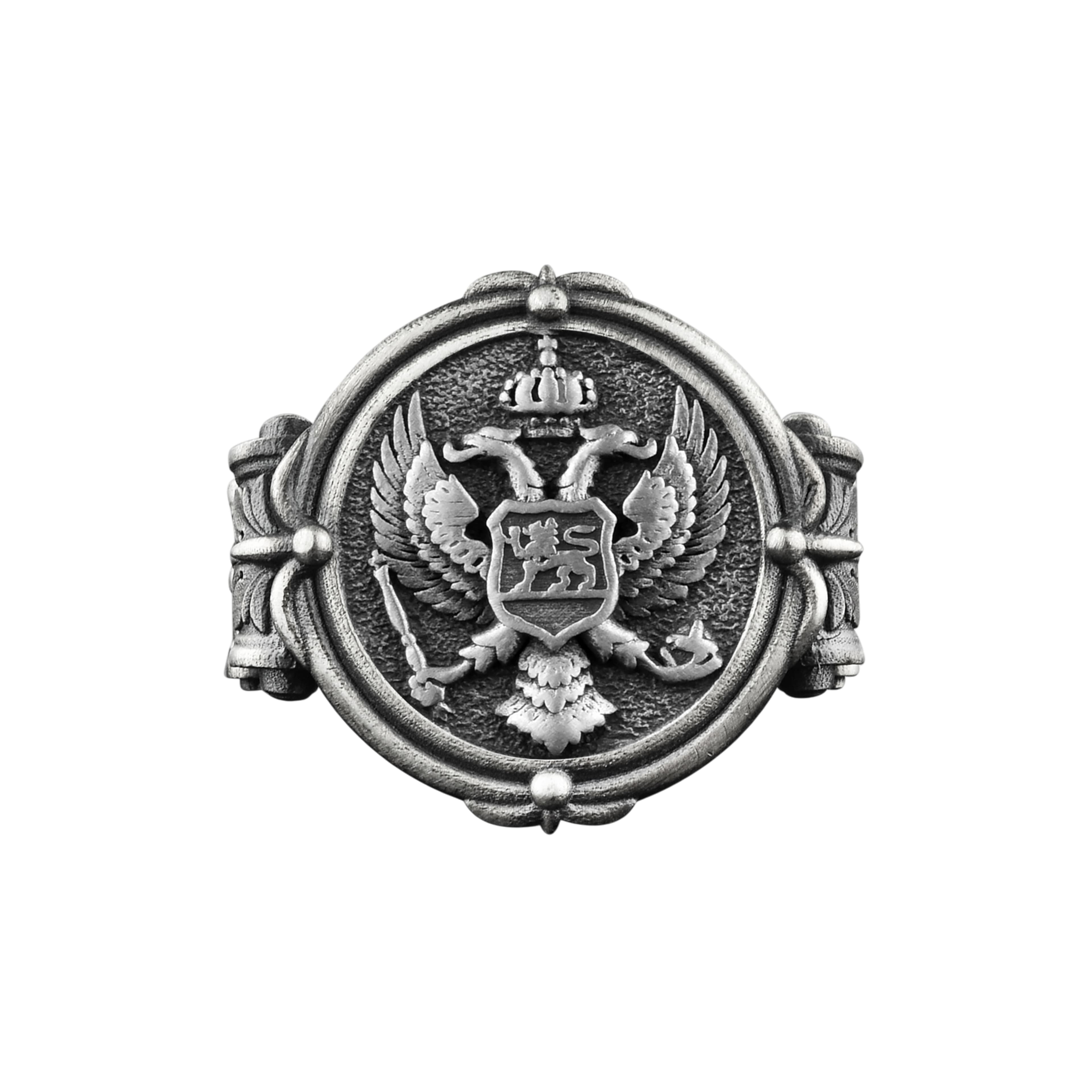 The Rollerstone Double Headed Eagle Silver Men Signet Ring, Heraldic Fantasy Animal Jewelry jewellery