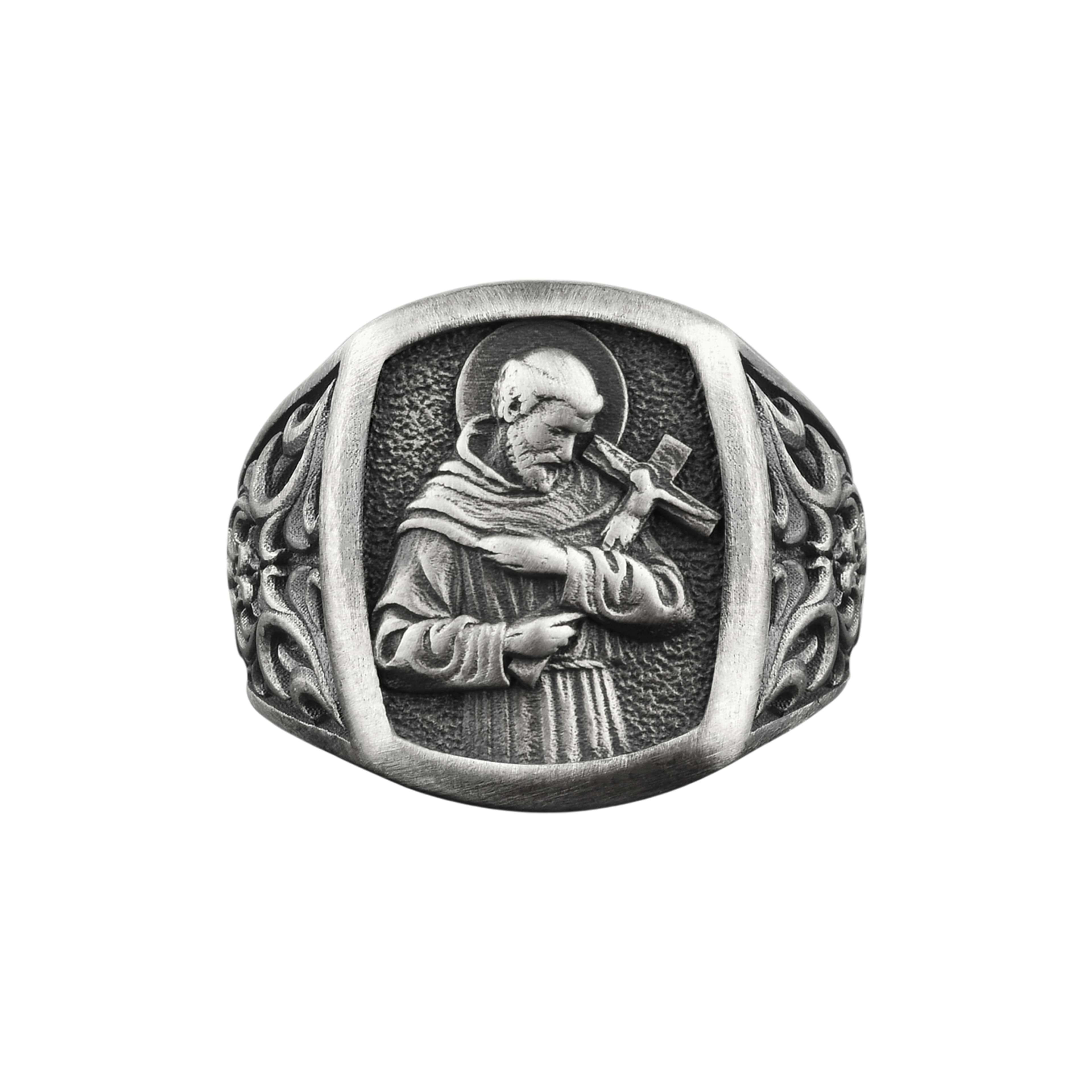 The Rollerstone Saint Francis of Assisi Sterling Silver Signet Ring jewellery