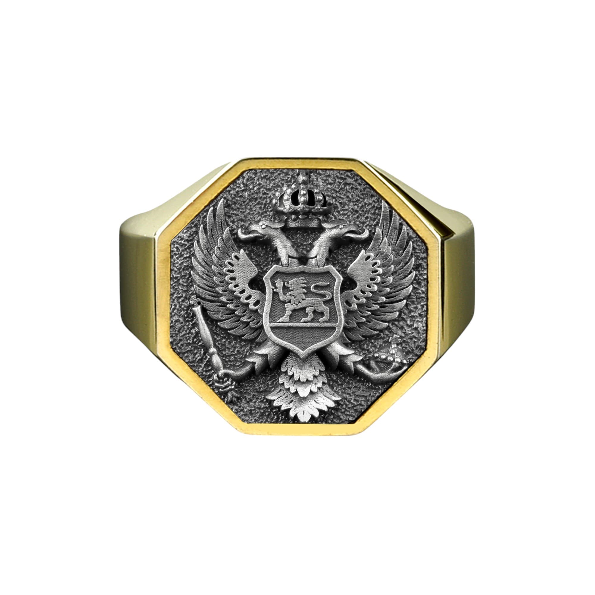 The Rollerstone Double Headed Eagle Silver Ring, Byzantine Animal Men Gift Jewelry jewellery