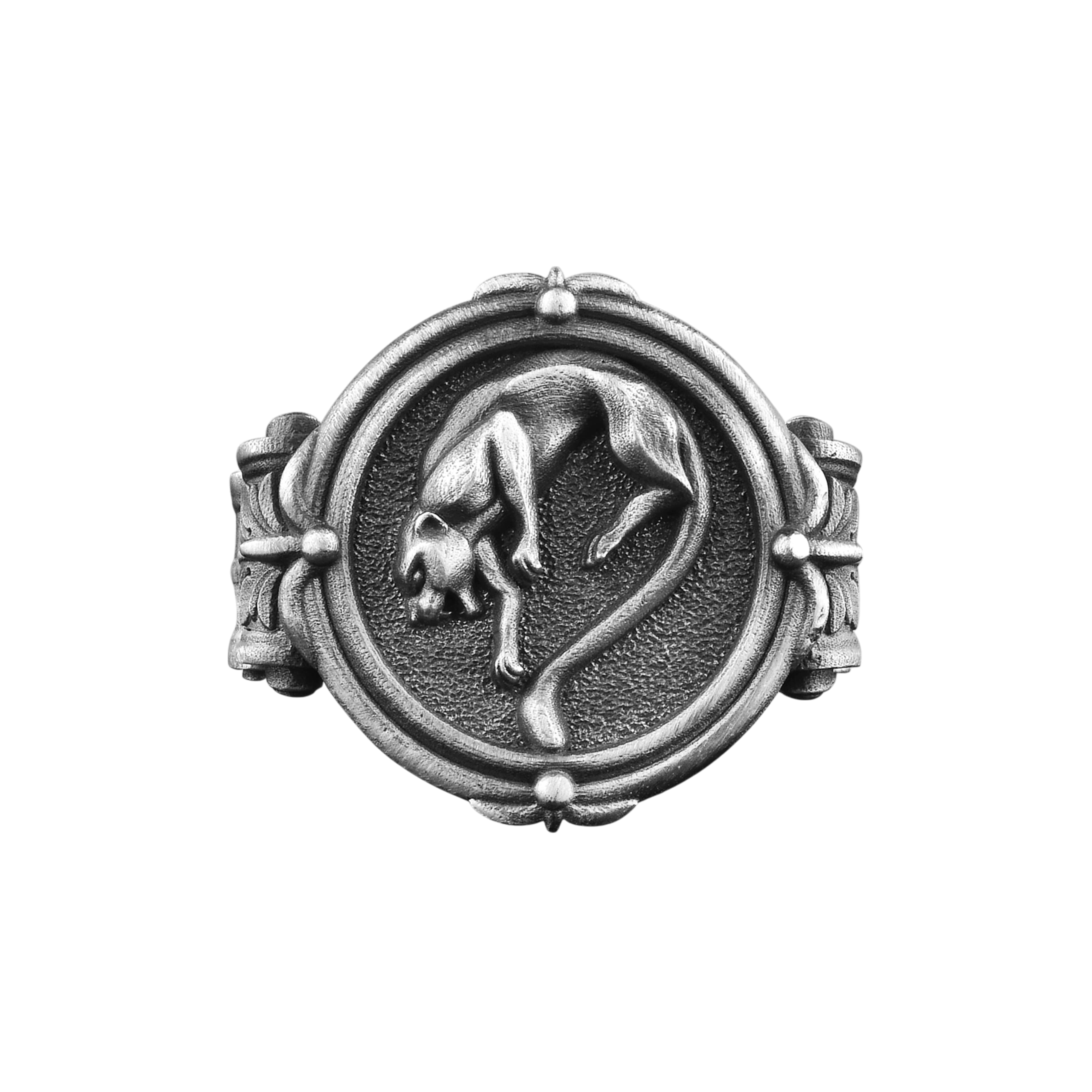 The Rollerstone Wild Panther Engraved Sterling Silver Ring for Men, Animal Gift jewellery