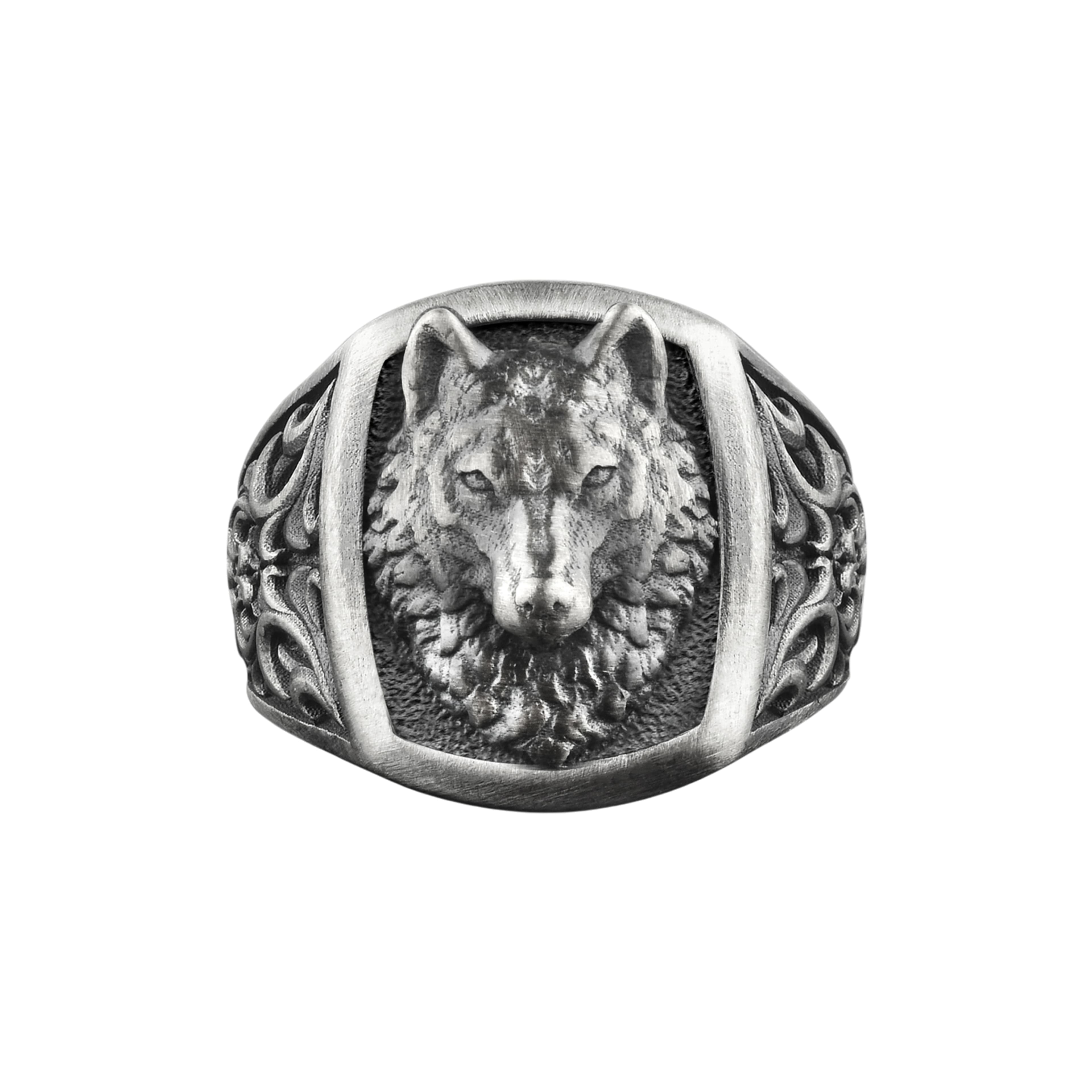 The Rollerstone Wolf Head Sterling Silver Signet Ring for Men, Fenrir Gift jewellery
