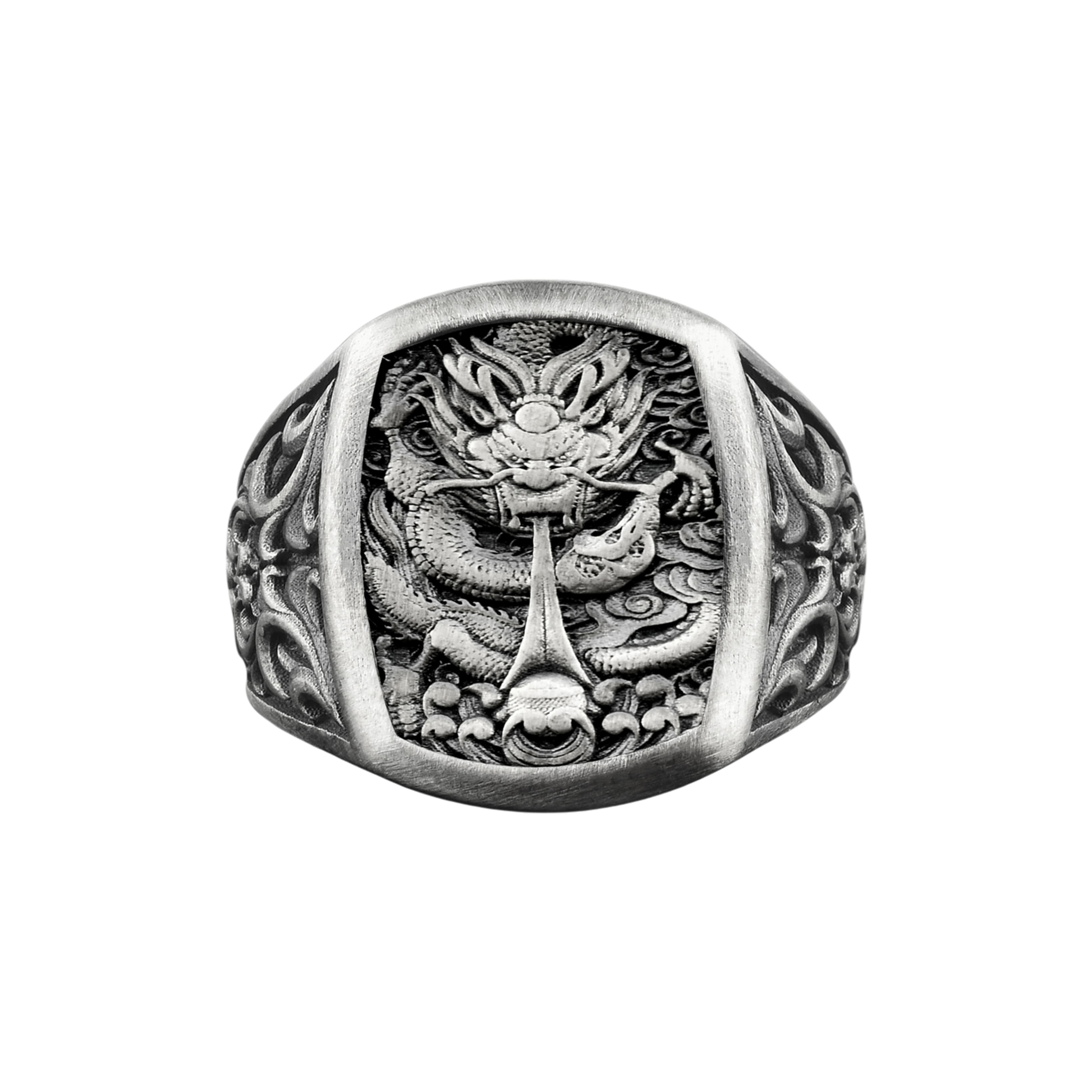 The Rollerstone Chinese Dragon Sterling Silver Signet Ring for Men, Tatsu Gift jewellery