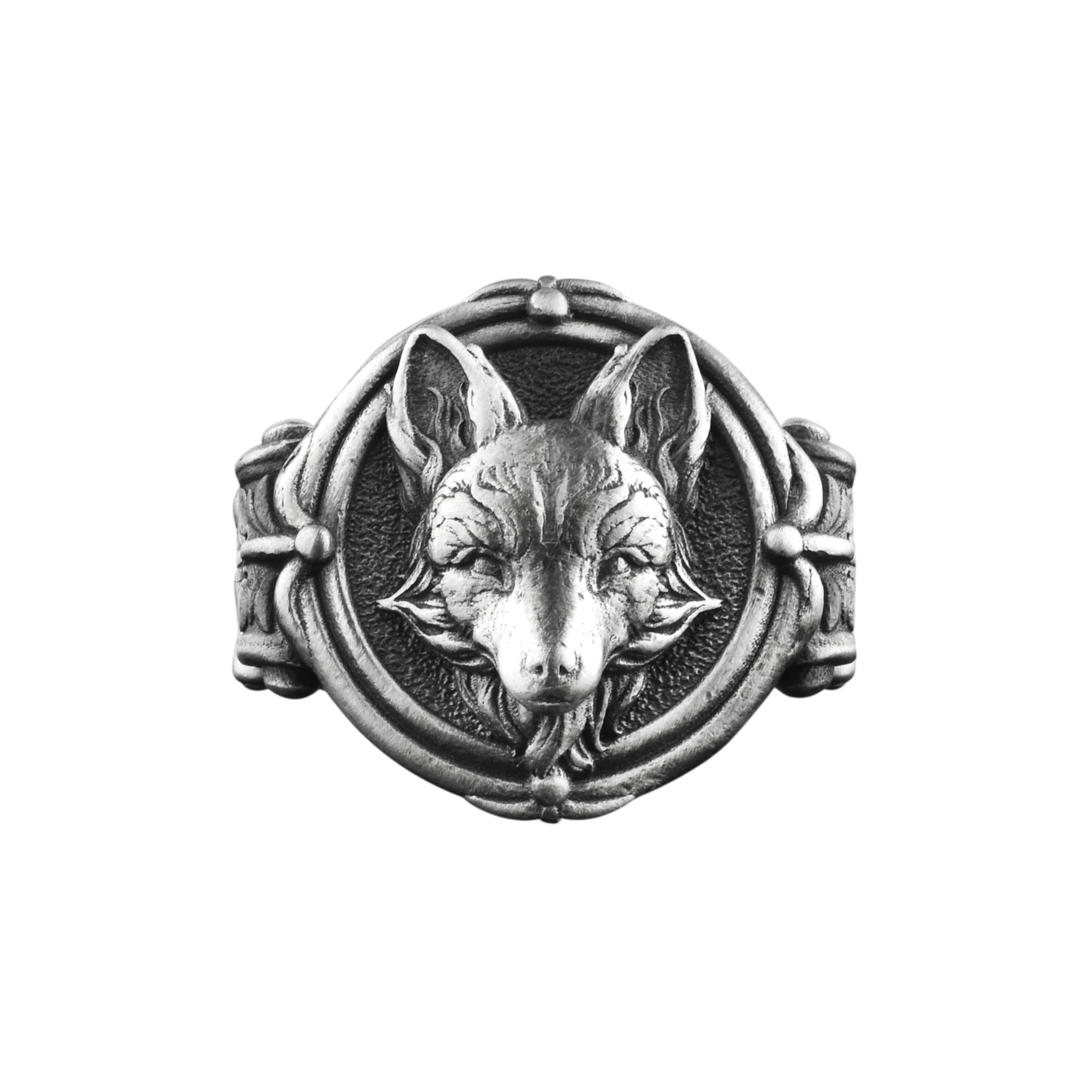 The Rollerstone Fox Portrait 925K Silver Men Signet Ring, Handmade Animal Good Luck Gift Jewelry jewellery