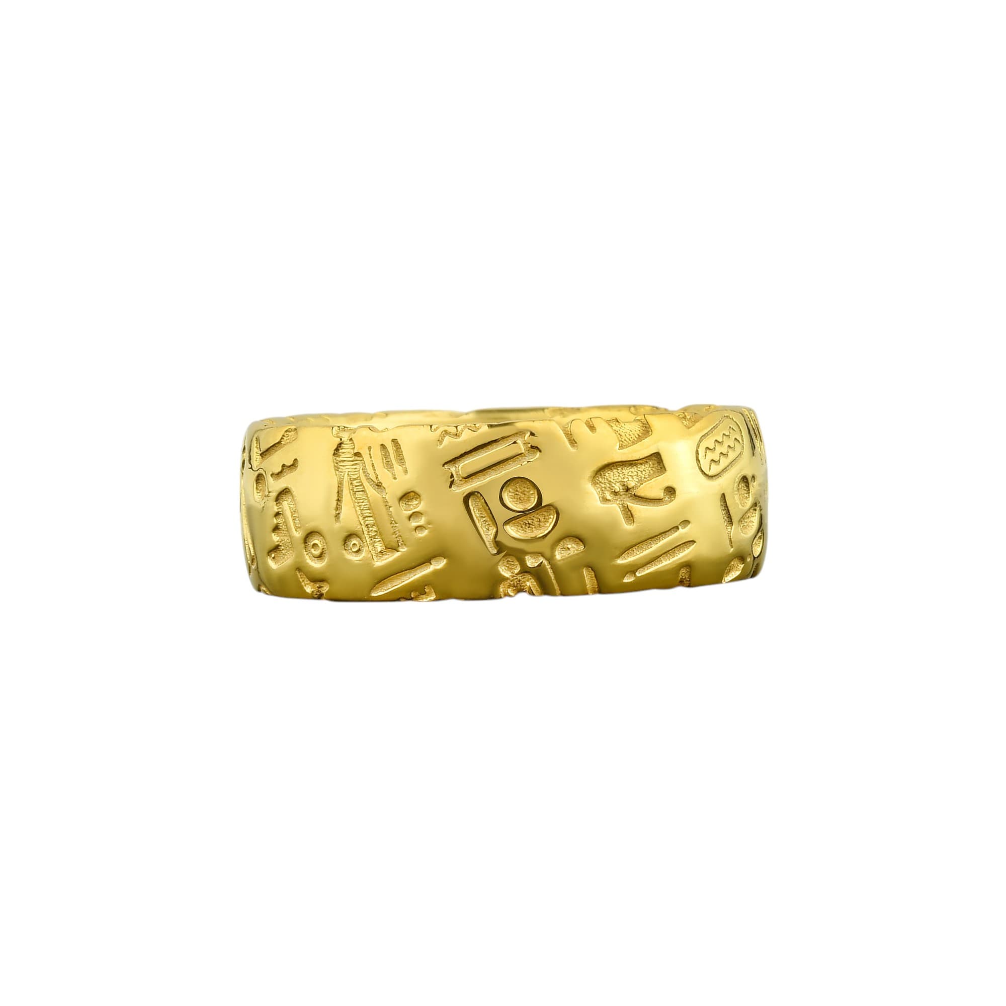 The Rollerstone Ancient Egypt Hieroglyphics Band Ring, Mythology Gift jewellery