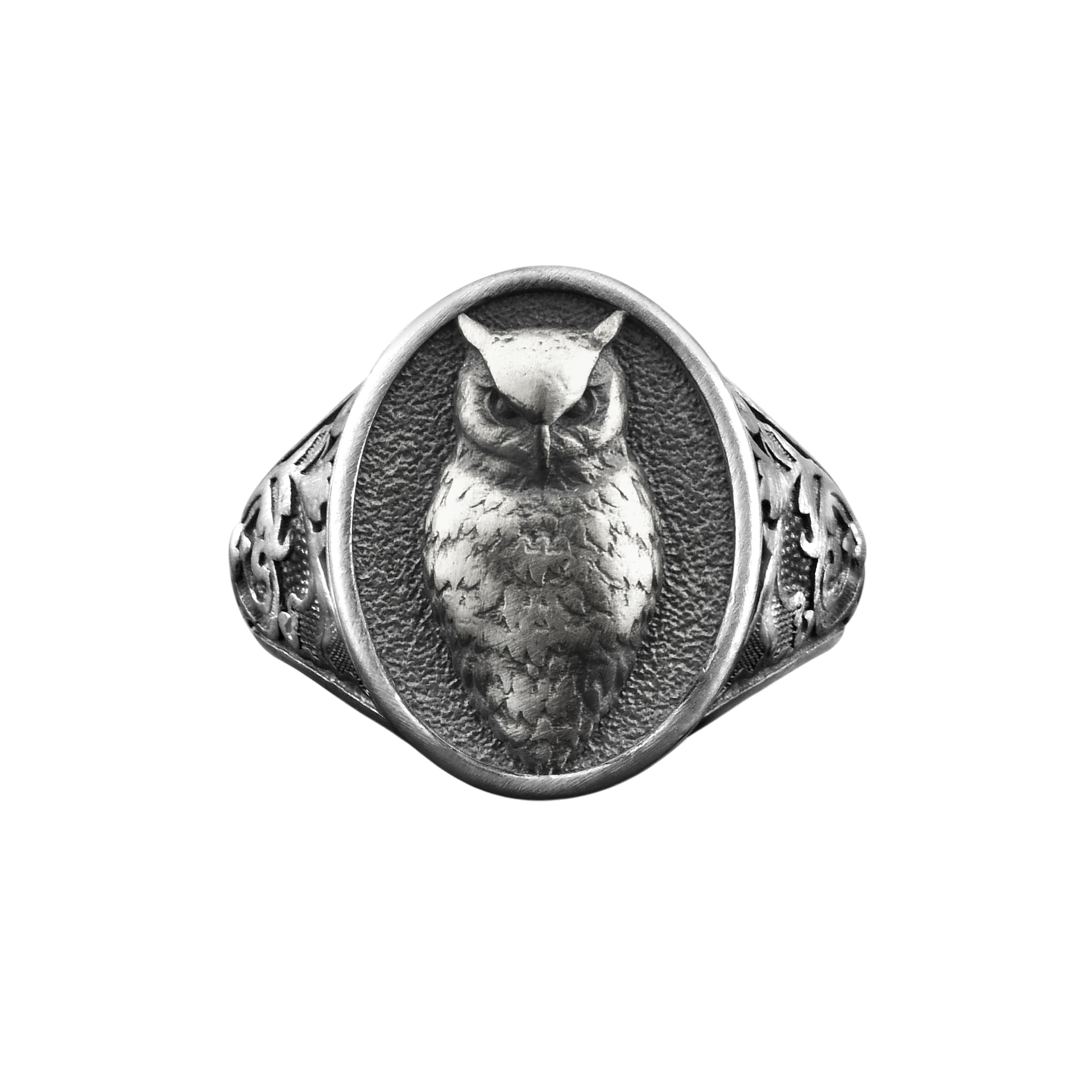 The Rollerstone Celtic Owl Engraved Men Signet Ring, Sterling Silver Minimalist Spiritual Jewelry jewellery