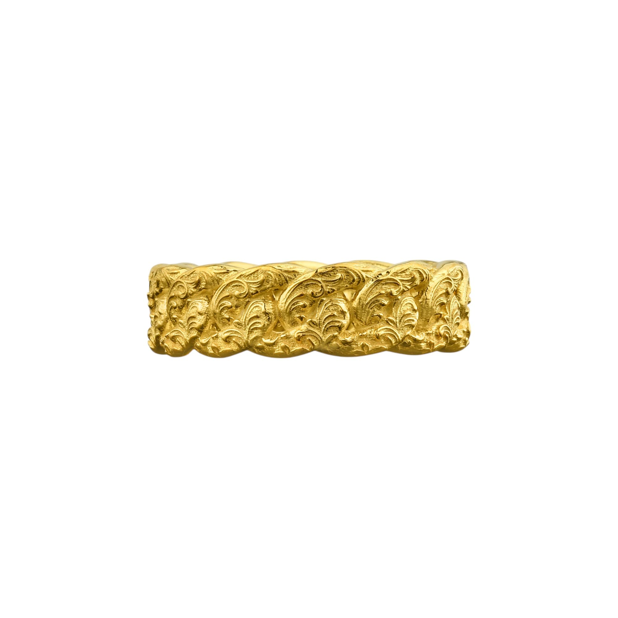 The Rollerstone Leaf Motif Curb Chain Silver Ring, Engagement Wedding Band for Her jewellery