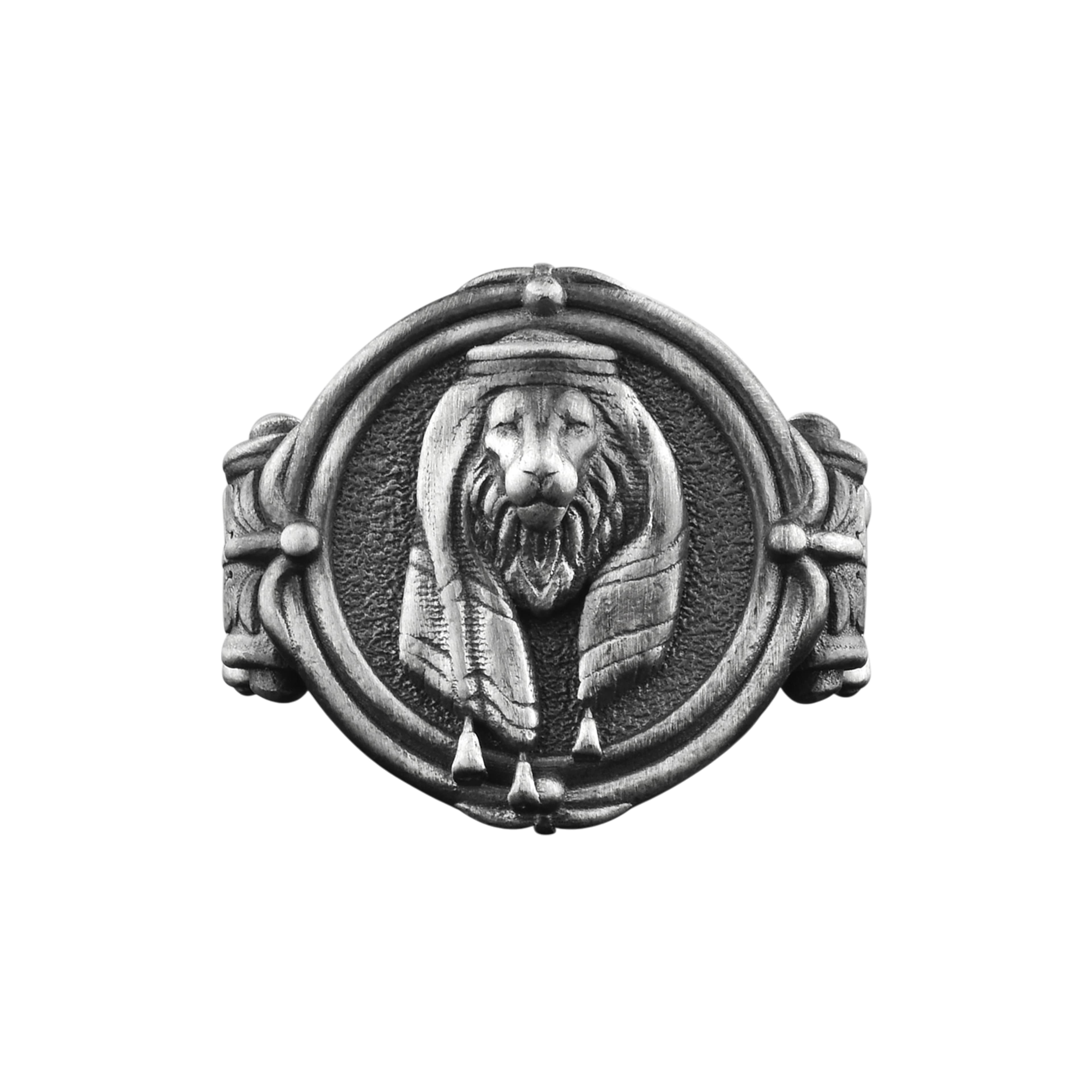 The Rollerstone Arabic Lion Silver Men Signet Ring, Wild Animal Sterling Silver Jewelry Gift jewellery