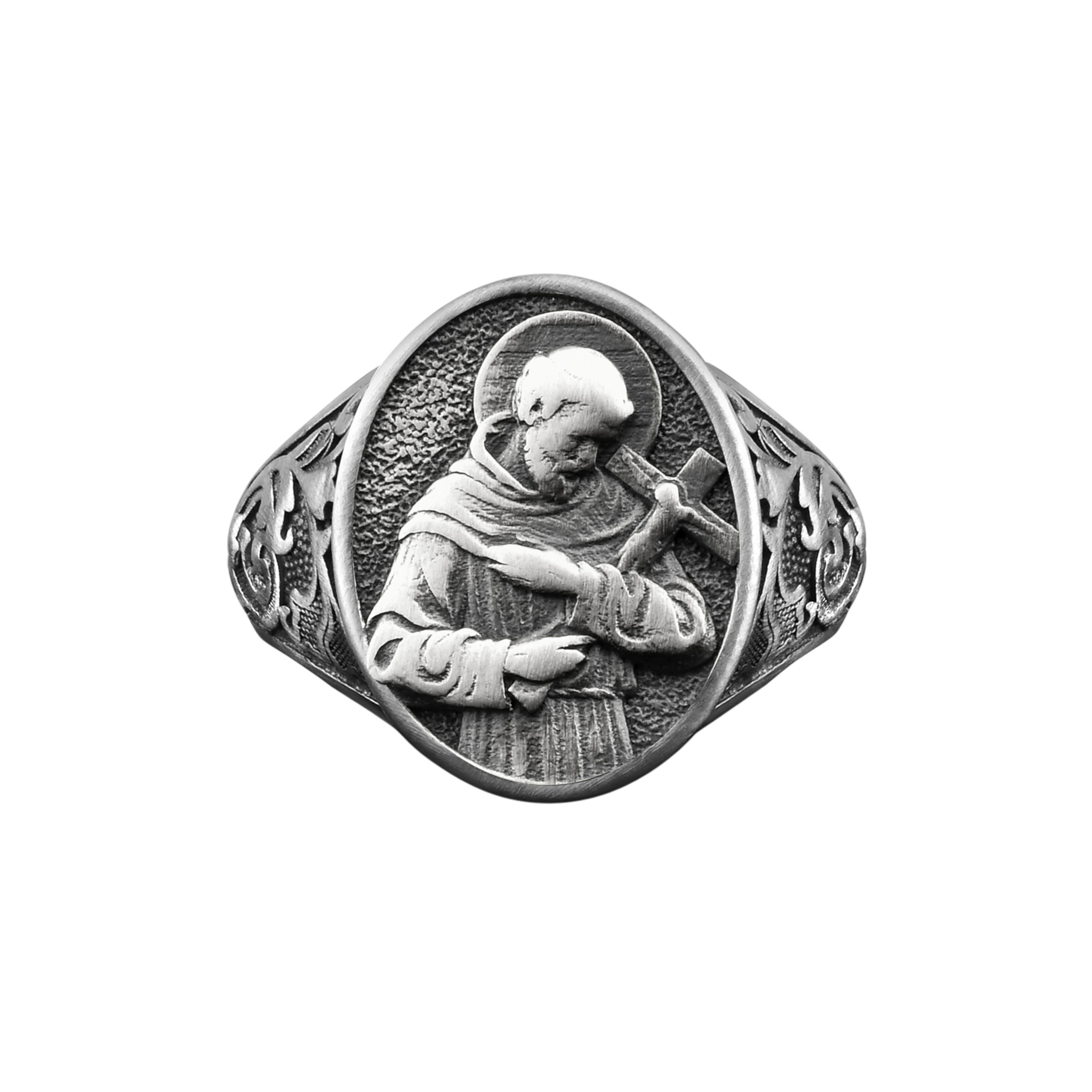 The Rollerstone Saint Francis of Assisi Silver Men Signet Ring, Catholic Religious Gift Jewelry jewellery