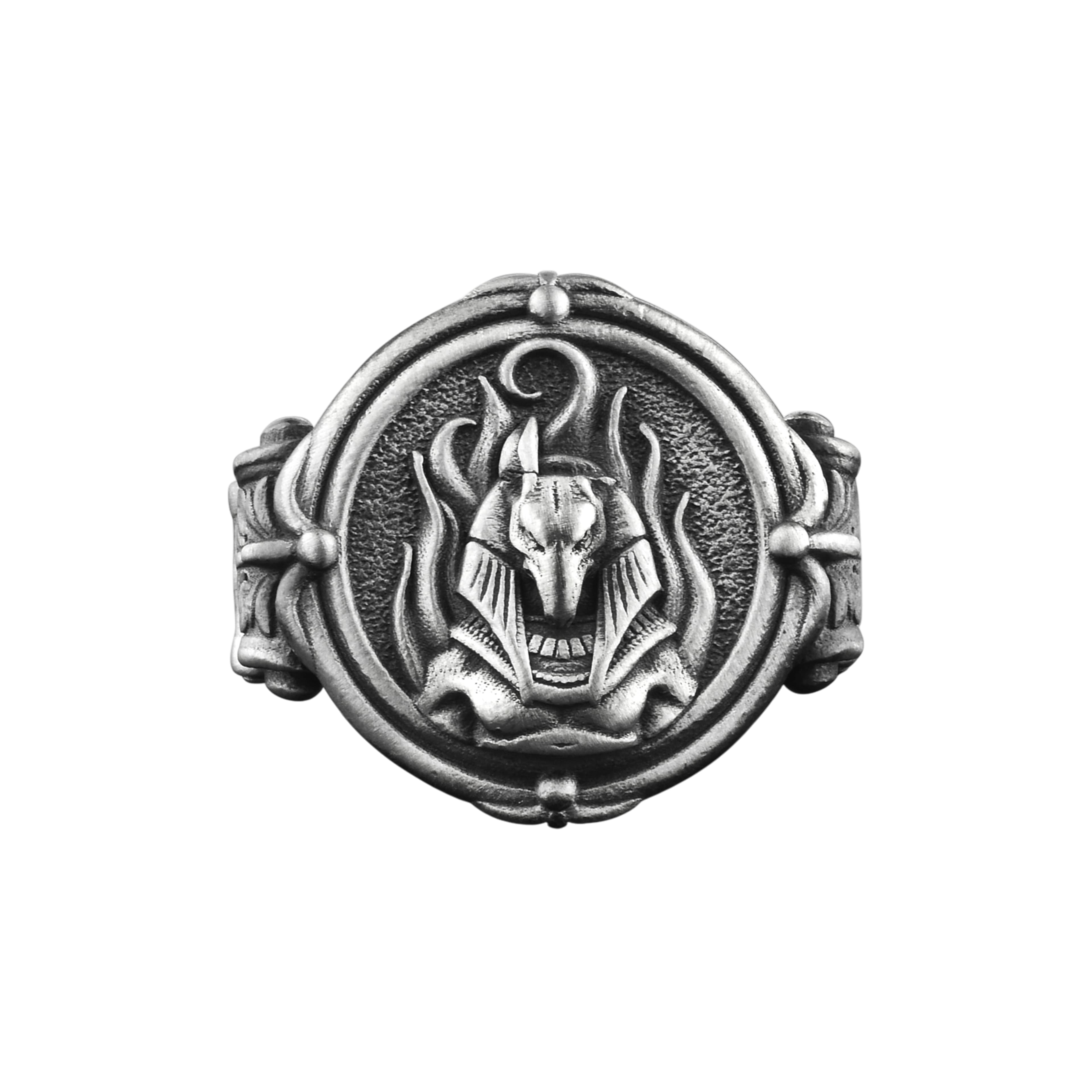 The Rollerstone Anubis 925K Silver Men Signet Ring, Egyptian Mythology Gothic Jewelry for Men jewellery