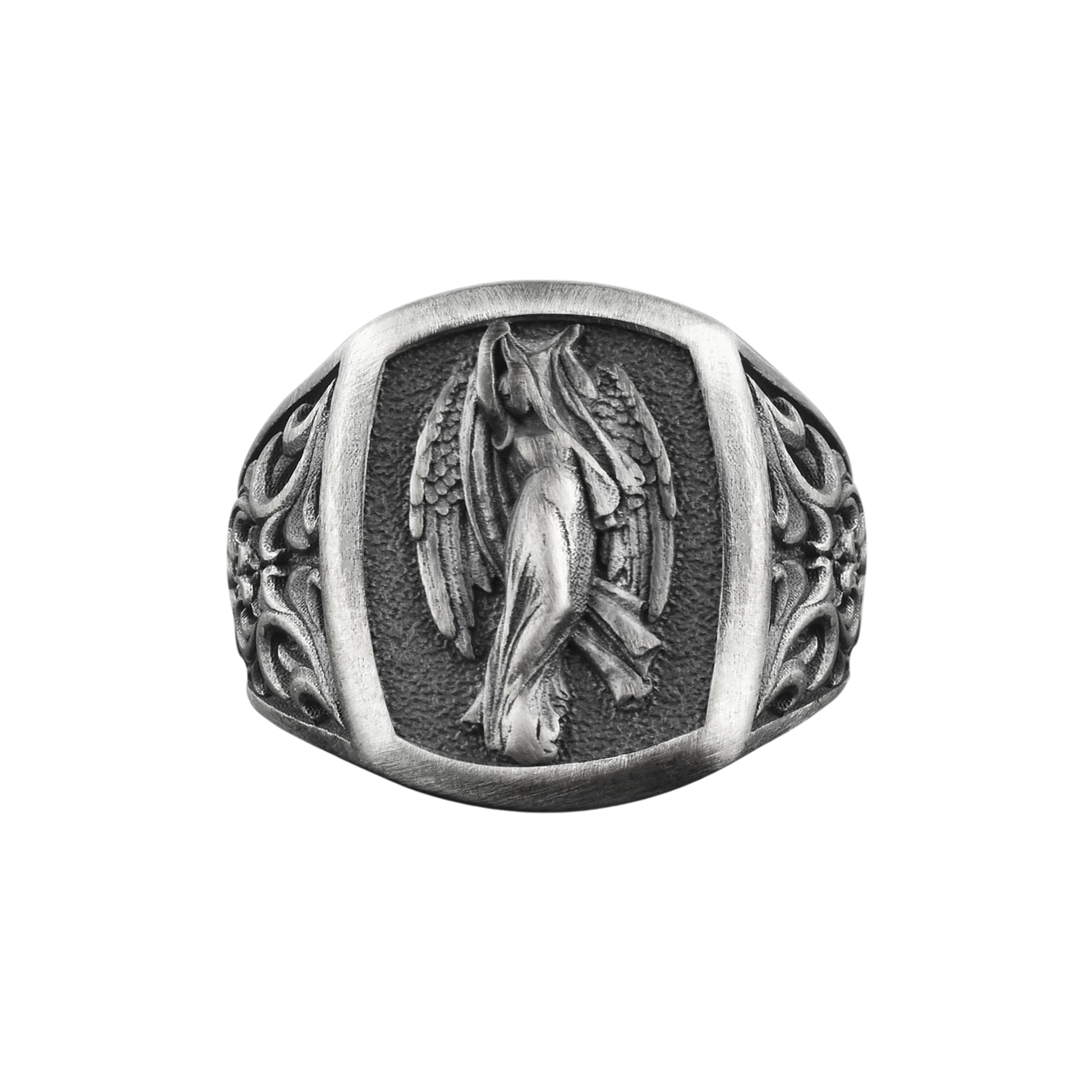 The Rollerstone Night Angel Sterling Silver Signet Ring for Men, Christian Jewelry jewellery