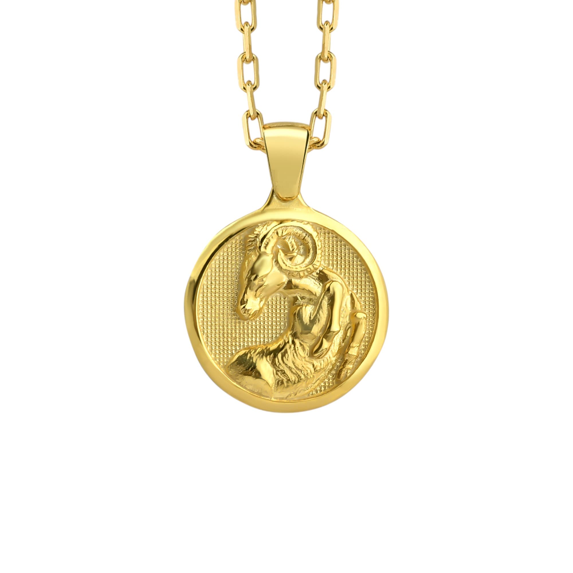 The Rollerstone Aries Zodiac Coin Necklace in Gold Plated 925k Silver with Chain jewellery