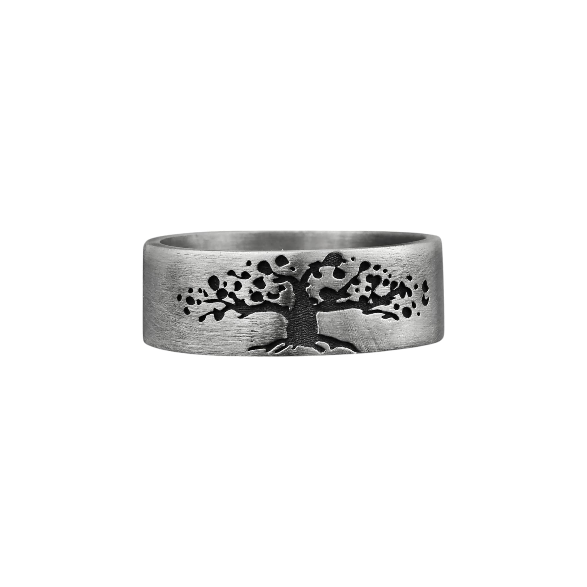 The Rollerstone Tree of Life Ring, Sterling Silver Wedding Band, Yggdrasil Gift Oxidized jewellery