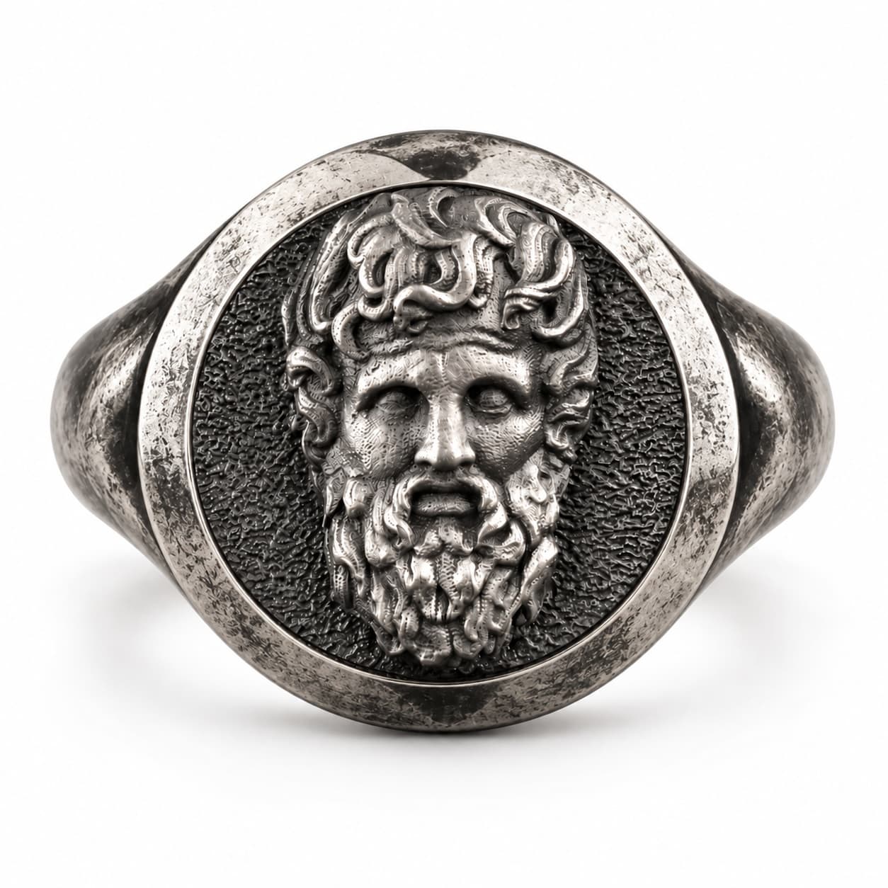 The Rollerstone Father of The Gods Zeus Signet Men Ring in Sterling Silver, Greek Mythology God Ring Jewelry Oxidized jewellery