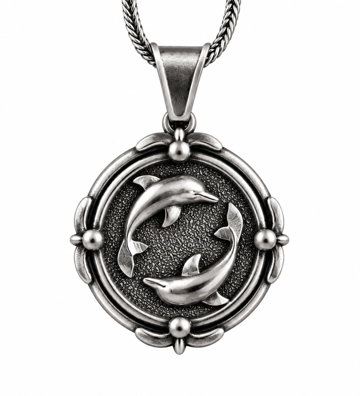 The Rollerstone Yin Yang Dolphin Necklace Sterling Silver Couples Sea Animal Pendant Gift Oxidized jewellery