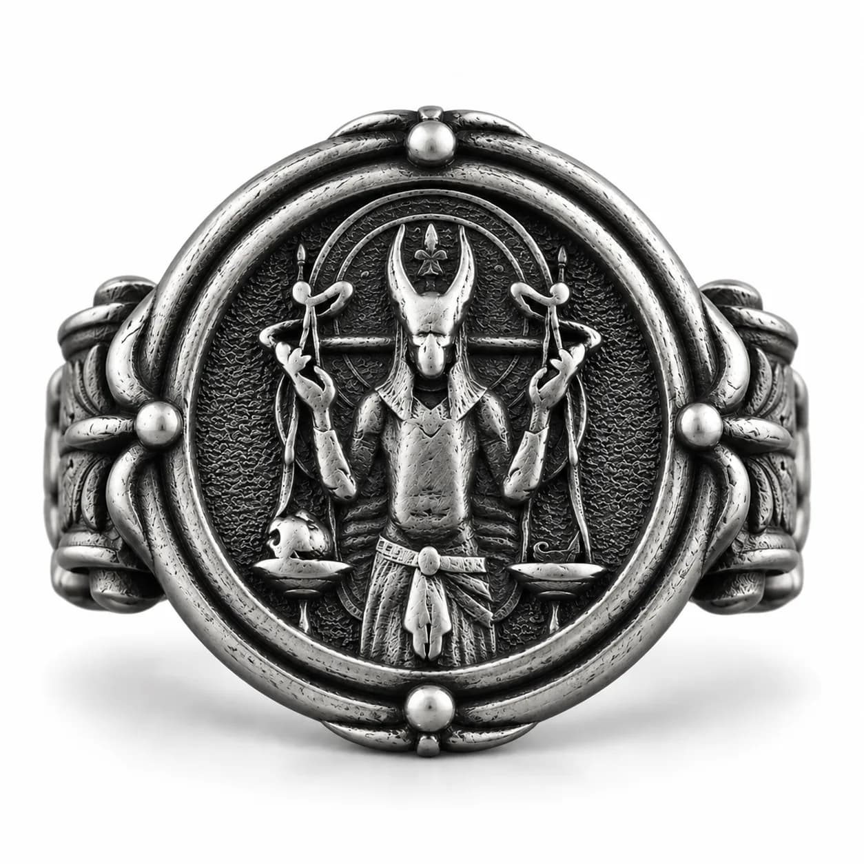 The Rollerstone Anubis Engraved Sterling Silver Signet Ring for Men, Egyptian Gift Oxidized jewellery