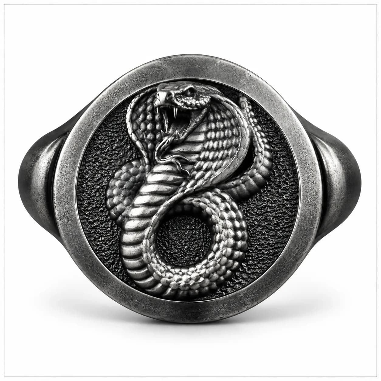 The Rollerstone Unique King Cobra Personalized Silver Men Ring, Serpent Nature Animal Lover Gift Rings Oxidized jewellery