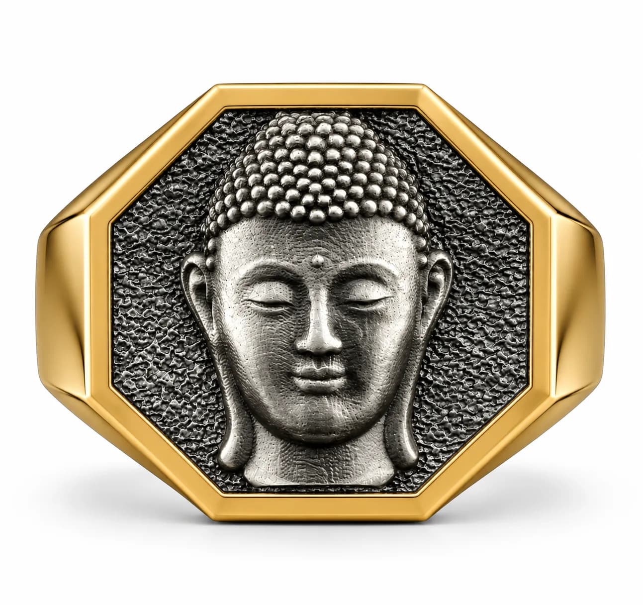 Buddha Dainty Mystical Signet Mens Ring in Sterling Silver, Minimalist Healing Sterling Silver Rings, Spiritual Buddhist Gift Jewelry